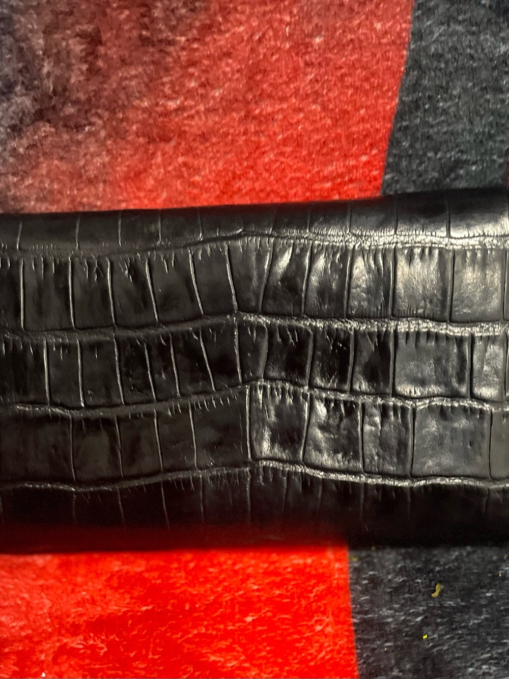 Brighton Black Croc-Embossed Clutch Wallet with Silver Corner Accents - Picture 2 of 5